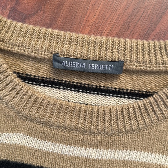 ALBERTA FERRETTI Intarsia wool and cashmere-blend logo sweater Size S - Picture 5 of 7